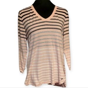 Calvin Klein Pink and Gray 3/4 Sleeve Relaxed Blouse Size L